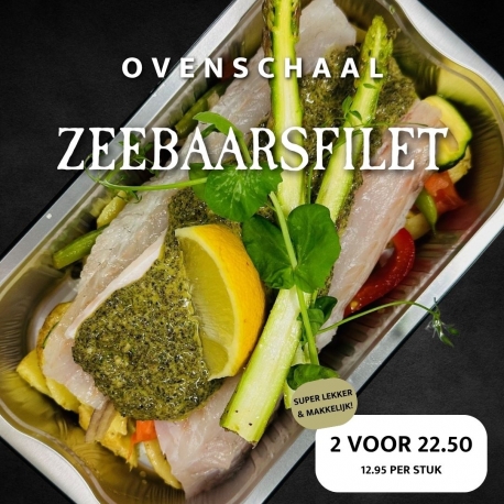 Weekaanbieding ovenschaal zeebaarsfilet